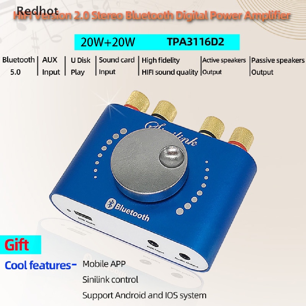 Bộ KhuếCh ĐạI Âm Thanh Kỹ Thuật Số Bluetooth 5.0 HiFi TPA3116 Kênh 2.0 40W Và Phụ Kiện