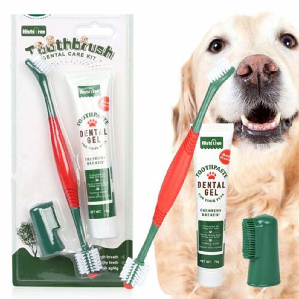 Cat Dog Dental Care Pet Toothbrush Toothpaste Kit Finger Brush Clean Teeth Mouth