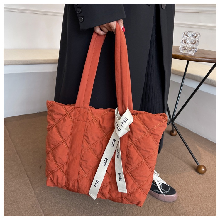 Túi tote Đeo Một Vai Bằng cotton Họa Tiết Hình Thoi Phong Cách Mới