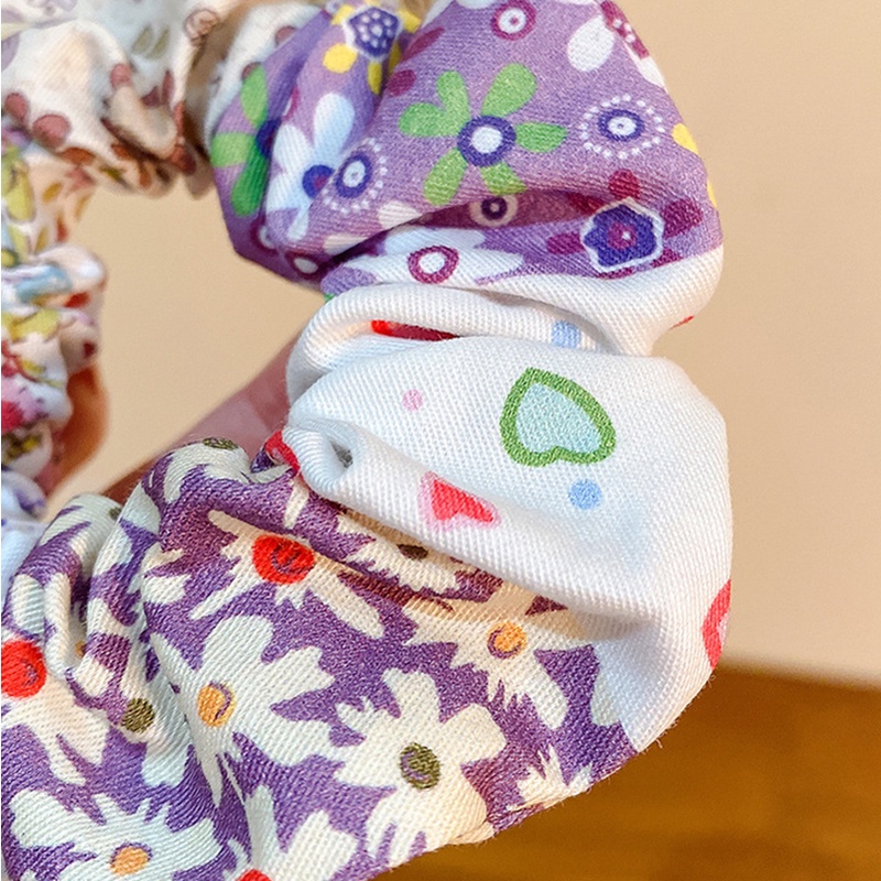 Dây Buộc Tóc Cao Su Co Giãn In Họa Tiết Hoa Phong Cách Hàn Quốc Cho Nữ