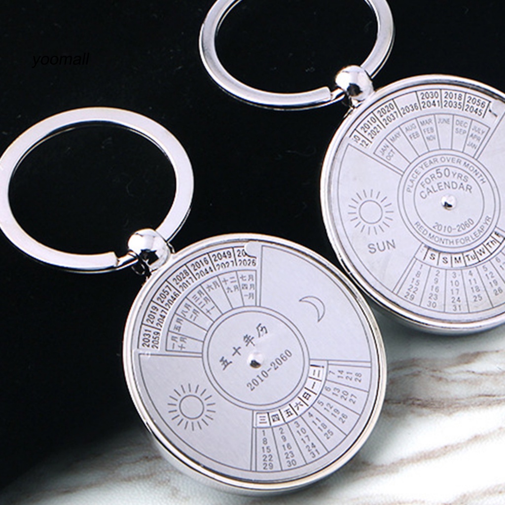 Yo / Lịch Treo Chìa Khóa Trong Suốt 50 Năm Khắc Hình Mặt Trăng Mặt Trời Thủ Công Bằng Thép Không Gỉ Tinh Tế Nhân Vật Trung Quốc Làm Quà Tặng