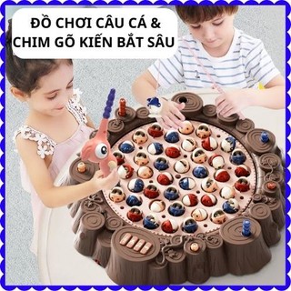 Đồ chơi trẻ em bộ câu cá 45 con kèm chim gõ kiến săn mồi cho bé trai, gái 1 2 3 4 tuổi. Trò chơi vui nhộn cho trẻ em
