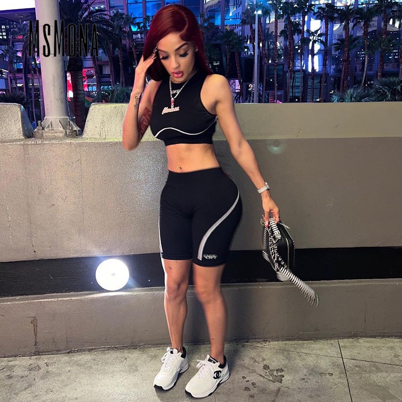 Bộ Đồ Thời Trang 2023 Áo Không Tay Ôm Eo Phối Màu Tương Phản Cá Tính Cho Nữ