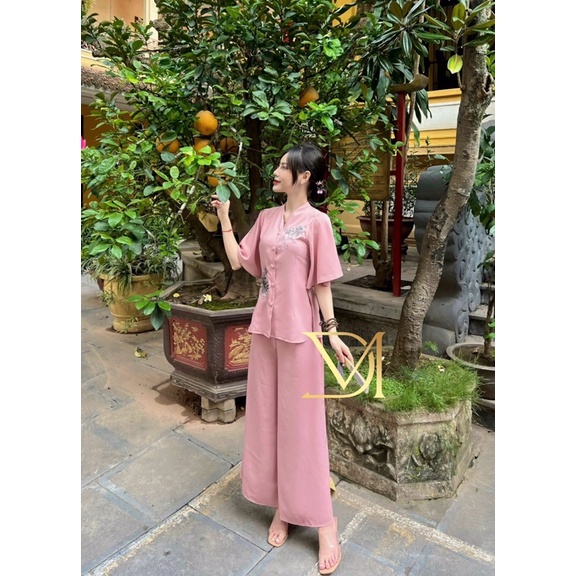 Set bộ đi chùa hoa thêu