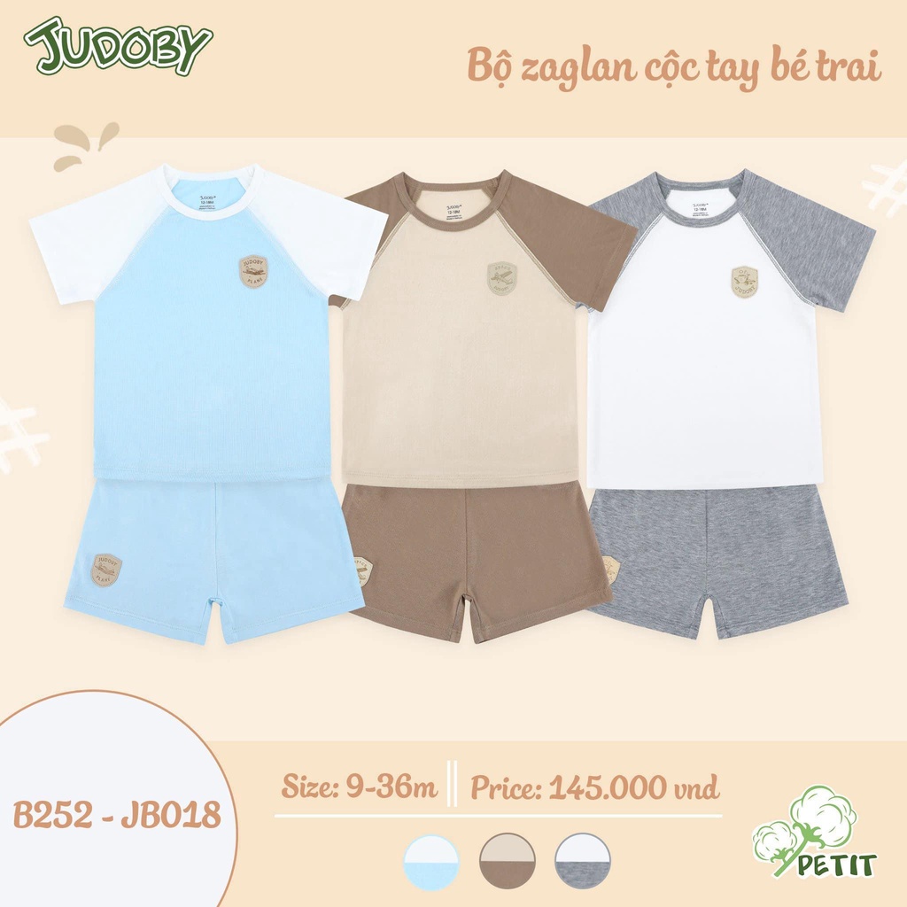 Bộ cộc tay Zaglan bé trai chất PETIT siêu mềm mát cho bé size 9m-36m