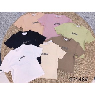 Áo thun tăm nữ tay ngắn chữ sweet basic đẹp hàng Quảng Châu dày dặn co giãn ôm body, áo phông thời trang Hàn Quốc 168 5