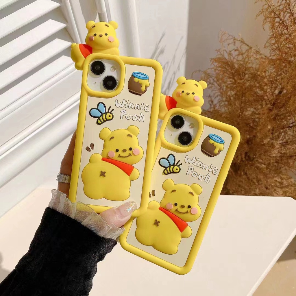 Ốp Điện Thoại Silicon Họa Tiết Winnie Pooh 3D Dành Cho iPhone 14 13 12 11 Pro MAX XR X / XS 14 Plus
