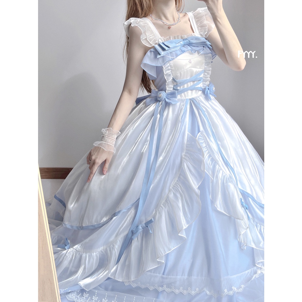 Chân Váy Dài Trung Bình In Hoa Kiểu Lolita Dễ Thương