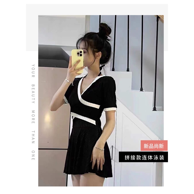 Đồ Bơi Một Mảnh Ôm Bụng Màu Đen Che Bụng Phong Cách Mới Cho Nữ Size St