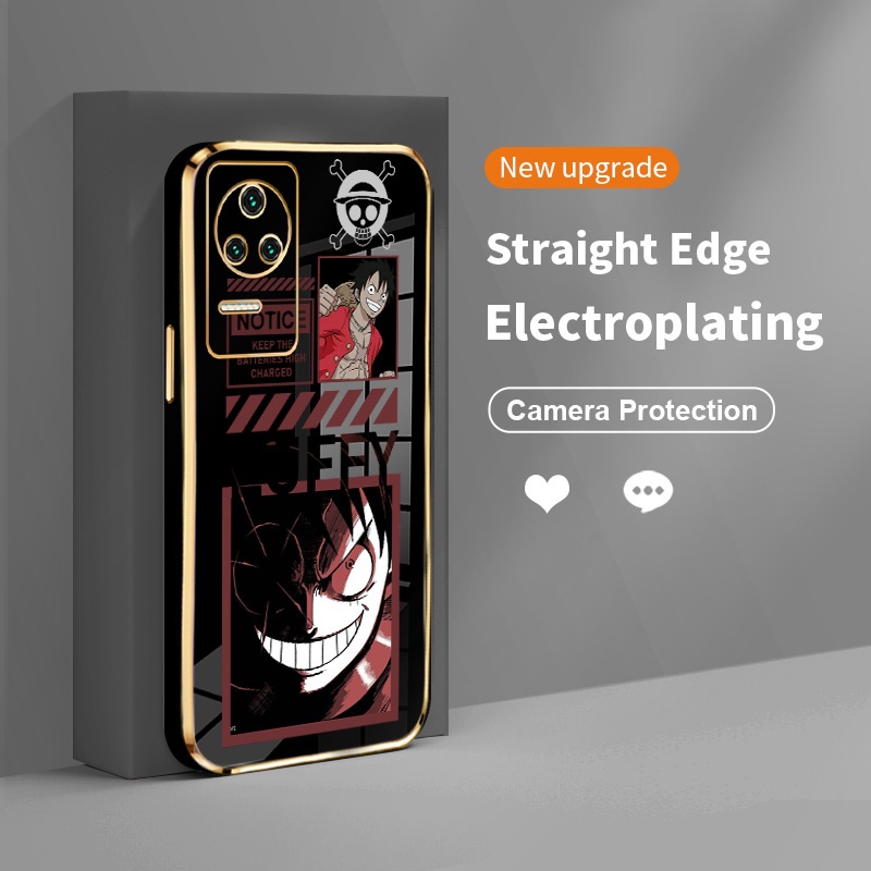 Ốp Điện Thoại Silicon Vuông Mạ Điện Hình Anime One Piece Cho Xiaomi Poco F4 F4 GT Redmi K40S K50