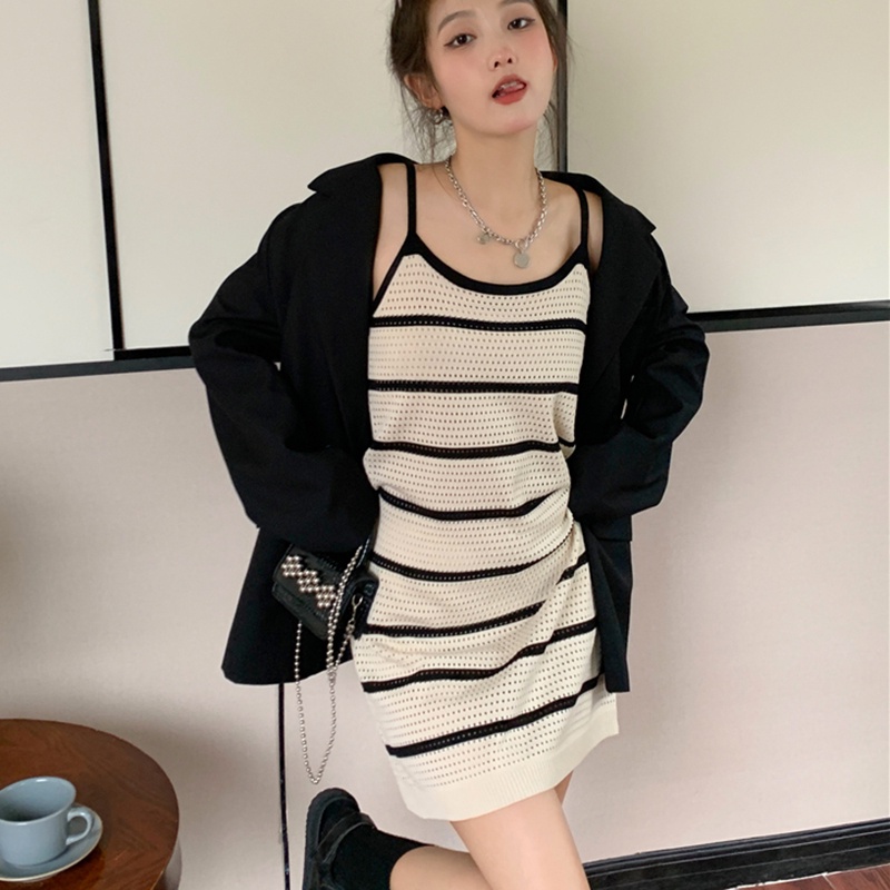 IELGY Đầm Dệt Kim Dáng Ôm Khoét Rỗng Kiểu Pháp Thời Trang Cho Bạn Gái