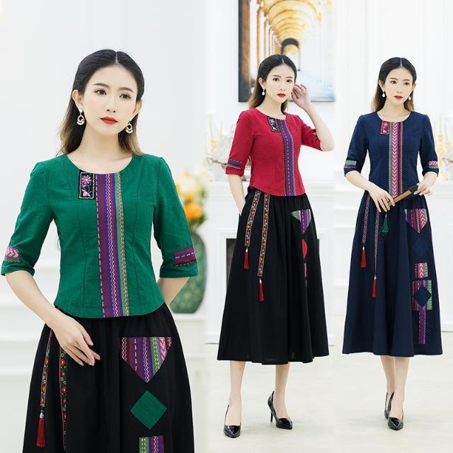 Bộ Trang Phục Sườn Xám Vải Cotton Lanh Mỏng Phong Cách Dân Tộc Thời Trang Xuân Hè 2023 Mới