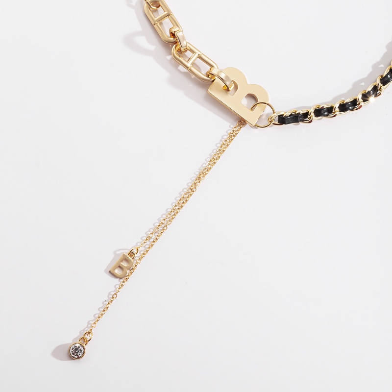 Vòng Cổ Choker Mặt Chữ B Màu Sắc Vàng Đồng Phong Cách Gothic Cho Nữ