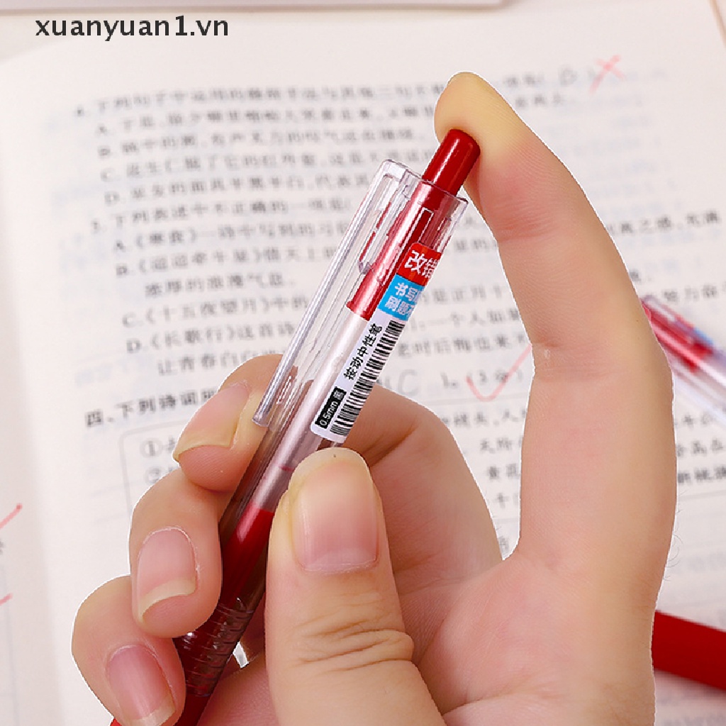 Bút Mực Gel Dạng Nhấn Bằng Nhựa Màu Đỏ Dễ Thương Cho Học Sinh