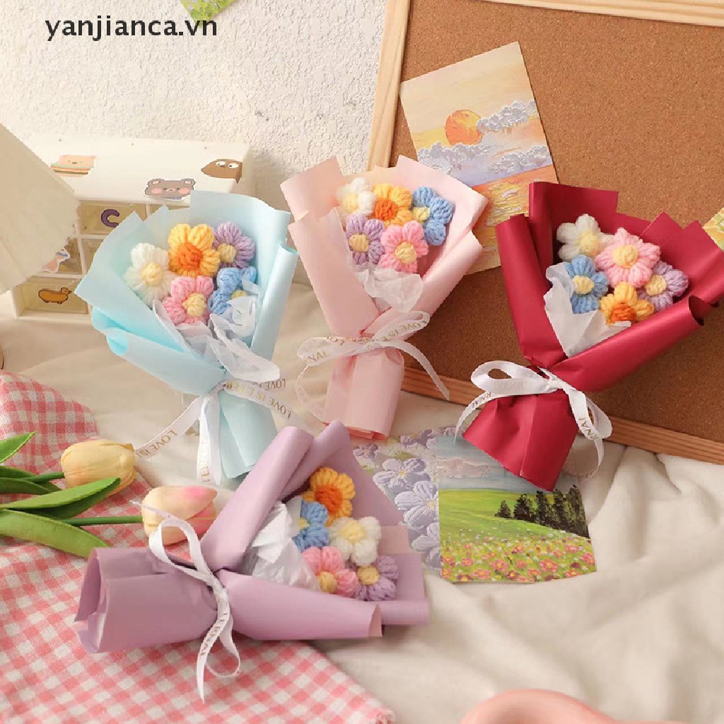 Yanca Bó Hoa Giả Đan Len Bằng Tay Trang Trí Tiệc Cưới / Ngày Cưới