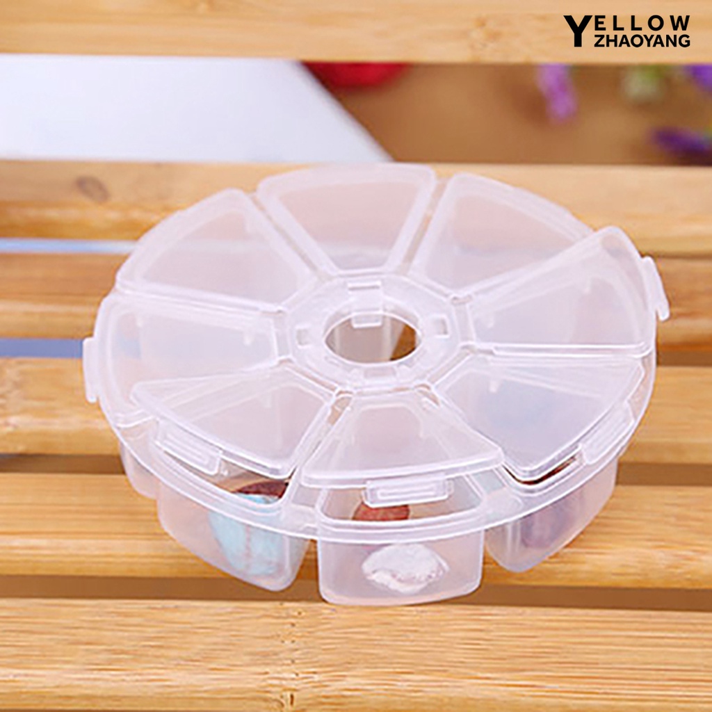 Hộp Tròn 8 Ngăn Phân Loại Hạt Cườm Tiện Dụng Mang Theo Du Lịch