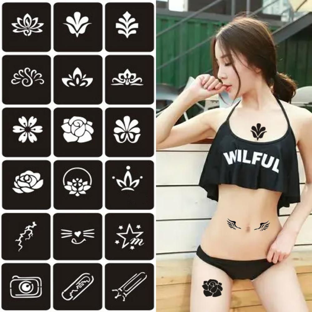 Timekey Khuôn Vẽ Hình Xăm Họa Tiết Nhỏ Đơn Giản Tự Dính G4K9