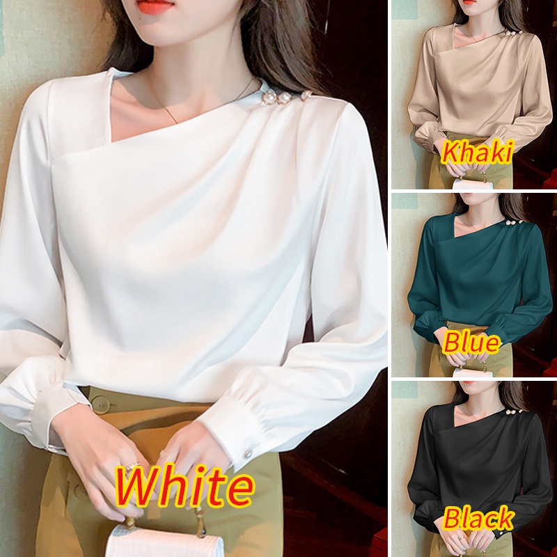 Zanzea Áo Sơ Mi Nữ Tay Dài Cổ Chữ V Phong Cách Hàn Quốc