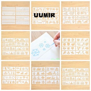 UUMIR Set 8 khuôn mẫu nhiều họa tiết đẹp mắt hỗ trợ tô màu trang trí thiệp quà tặng kích thước 5.5x18.3 cm
