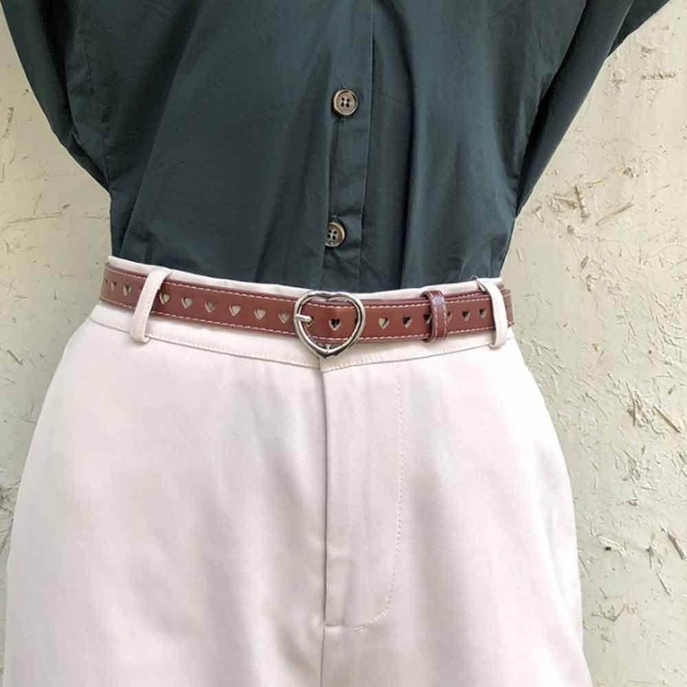 Thắt Lưng Da PU Phối Hoa Hồng Phong Cách Vintage