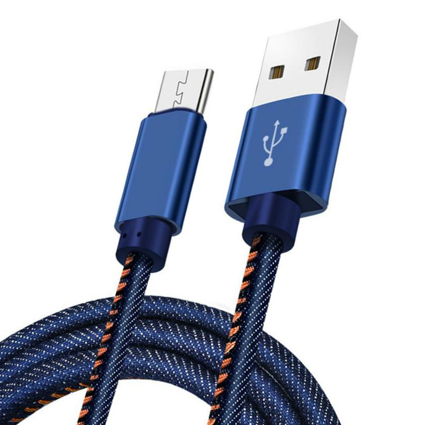 Dây Cáp Sạc Truyền Dữ Liệu Đầu Usb Type-C Dây Denim Dài 1M Dành Cho Điện Thoại Android