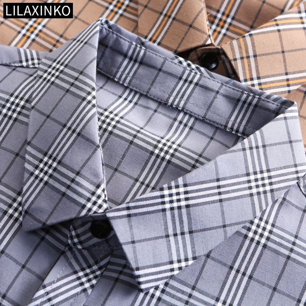 Áo Sơ Mi Cotton Tay Ngắn Có Túi Họa Tiết Sọc Caro 4 Màu Chất Lượng Cao Thời Trang Cho Nam