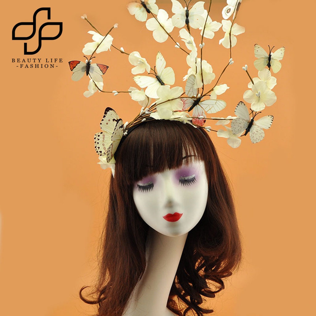 Băng Đô Cài Tóc Bằng Nhựa Họa Tiết Bướm Ba Chiều Sáng Tạo