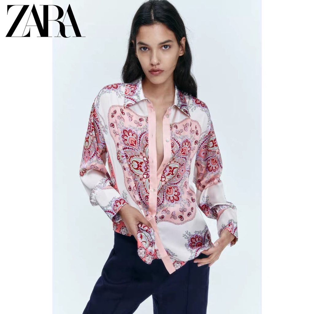 Áo Sơ Mi Hiệu ZARA In Họa Tiết Cá Tính Cho Nữ