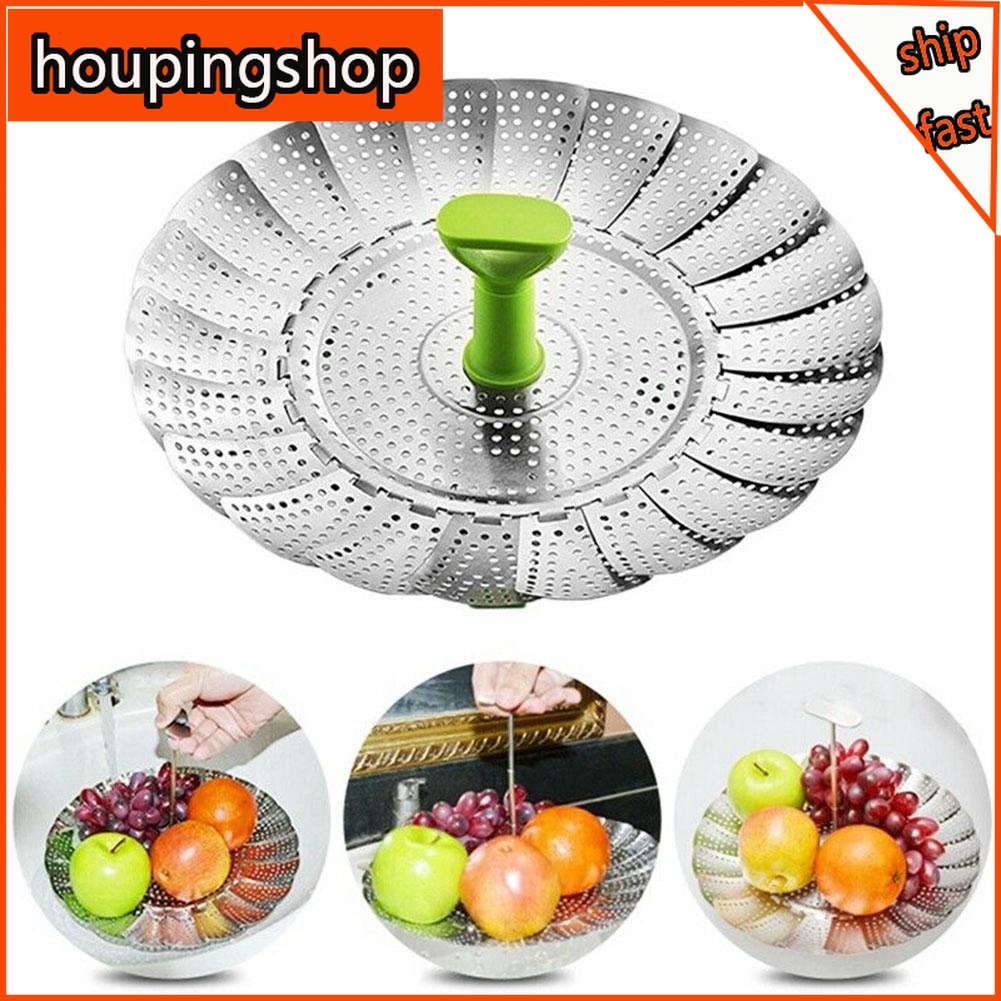1 Rổ Hấp Thức Ăn Bằng Thép Không Gỉ Có Thể Gấp Gọn Tiện Dụng