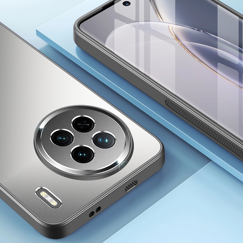 Ốp Điện Thoại Nhựa pc Mặt Nhám Mạ Kim Loại Chống Dấu Vân Tay Cho vivo x100 x90 x90s pro plus Giá Đỡ