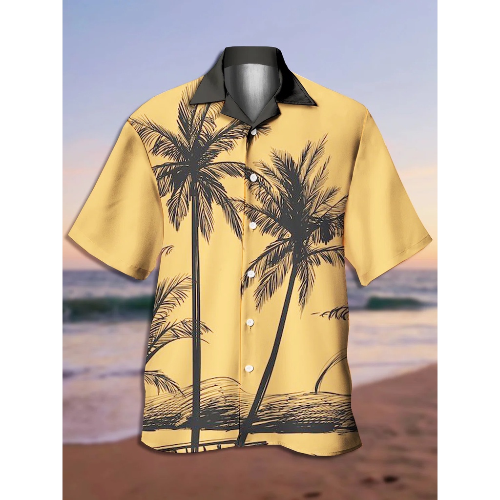 Áo Sơ Mi Tay Ngắn In Họa Tiết WUZAI Kiko 23SS Thời Trang Cho Nam Size S-5XL