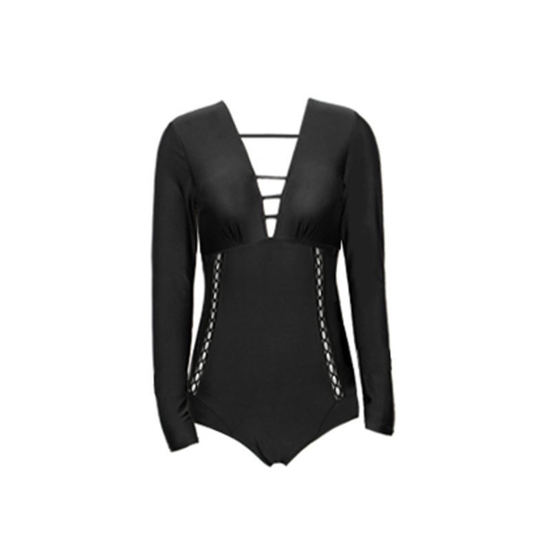 Đồ Bơi Một Mảnh Dài Tay Màu Đen Thời Trang Cho Nữ