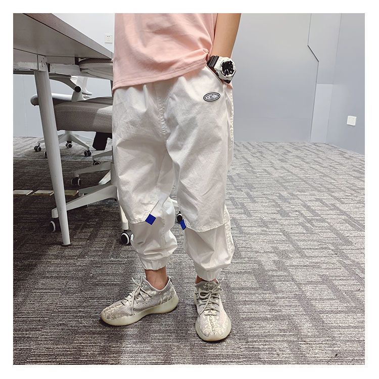 Quần Dài Thể Thao Vải Cotton Dáng Rộng Thiết Kế Cá Tính Cho Bé Trai