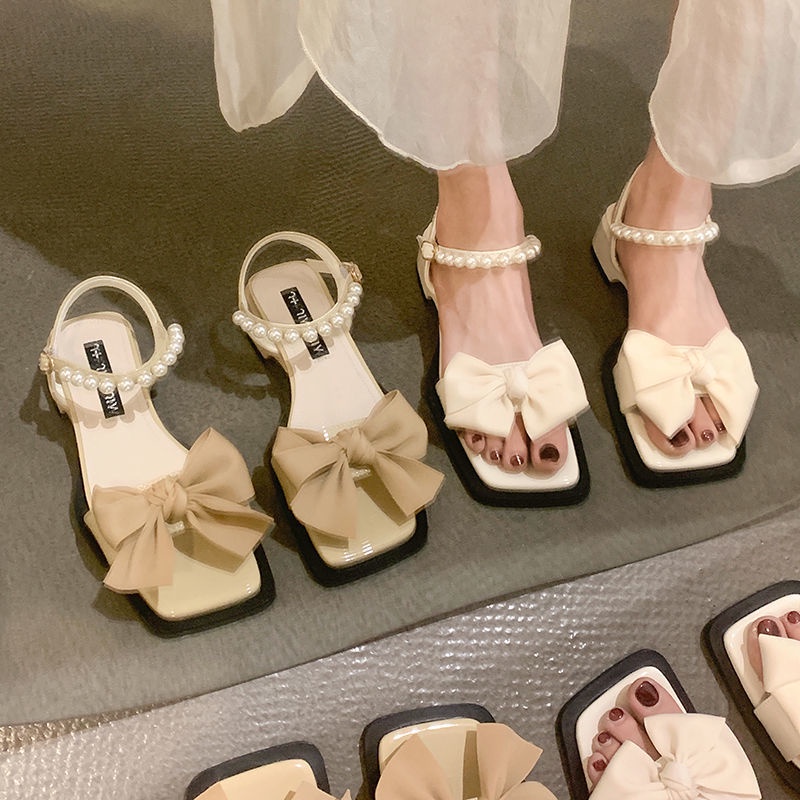 OY SHOES giày sandal nữ đế cao đi học 4cm Chứa cung và ngọc trai