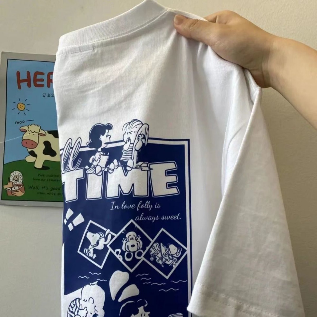 Áo Thun 100% Cotton Tay Ngắn Dáng Rộng In Họa Tiết Phong Cách Hong Kong Cổ Điển Thời Trang Mùa Hè Cho Nam Và Nữ