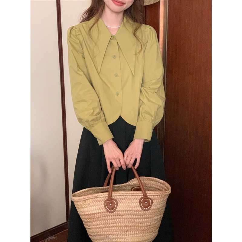 Áo sơ mi SUXI tay dài màu trơn dáng ôm thời trang Hàn Quốc