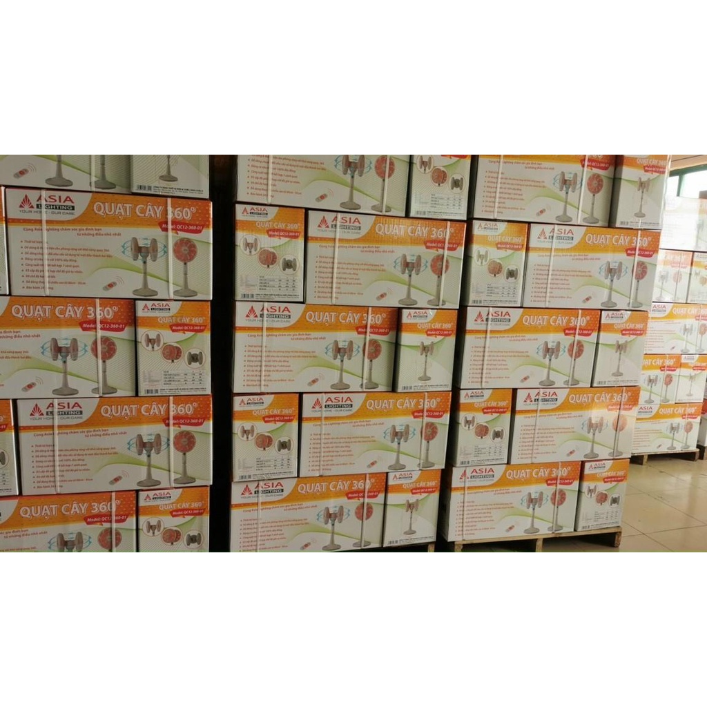 Quạt cây Asia quay 360 độ bảo hành chính hãng 2 năm - Quạt 2 đầu QC12-360 siêu êm, mát và sang trọng