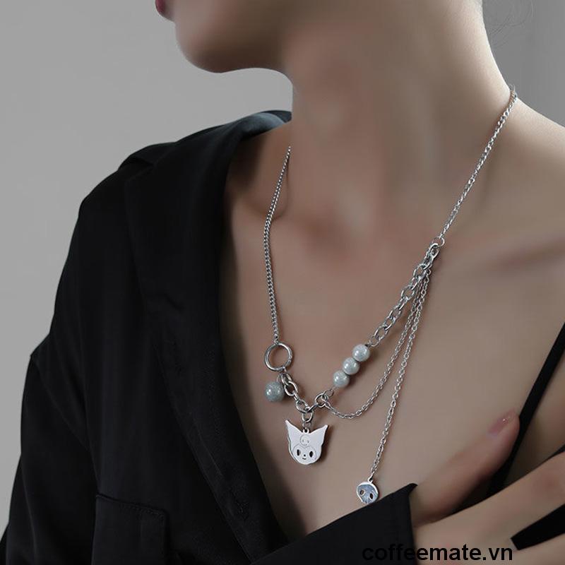 【coffeemate】⚡ Kulomi Cat Reflective Pearl Mosaic Vòng cổ nhẹ sang trọng Chuỗi cổ