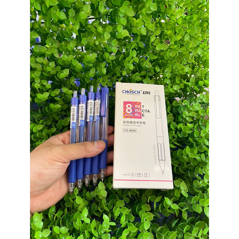 Bút Bấm Tím Xanh Đỏ Đen - Bút Gel Bấm Chosch CS-8698 DCHT