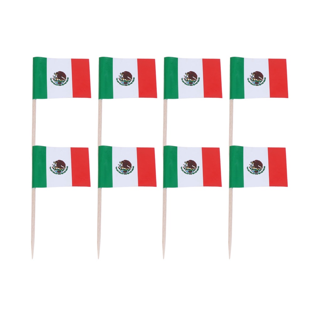 Set 100 Que Cắm Trang Trí Bánh Kem Tạo Hình Lá Cờ Mexico
