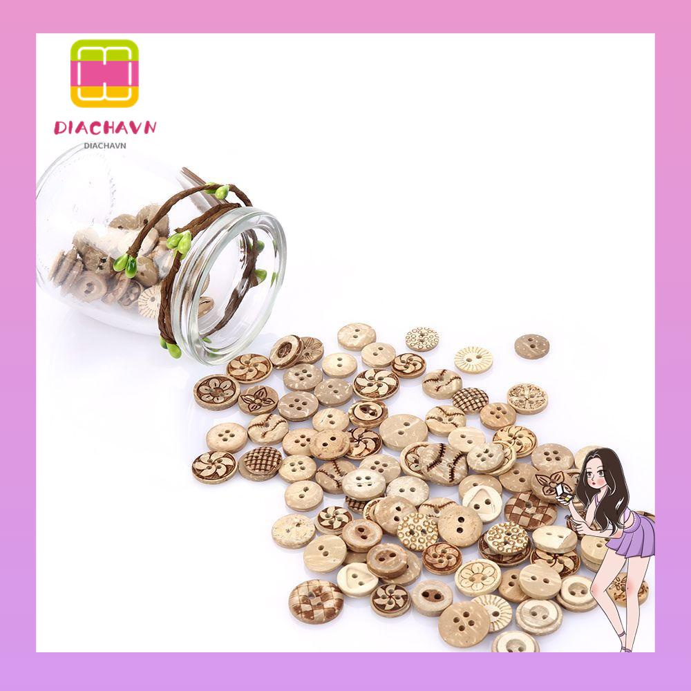 Túi 50 Nút Gỗ Hình Đầm Mới Làm Thủ Công Trang Trí Sổ Tay