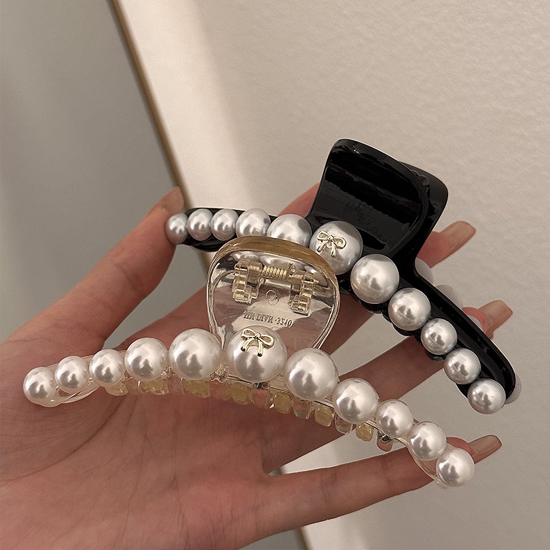 Kẹp Tóc Nơ Đính Ngọc Trai Cao Cấp Oversize Phong Cách Hàn Quốc Mới 2023