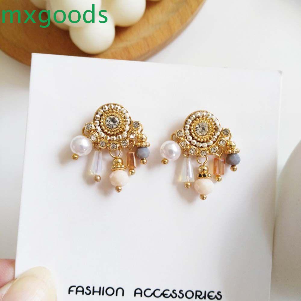 Hoa Tai Dáng Dài Phối Tua Rua Đính Ngọc Trai Nhân Tạo Thời Trang