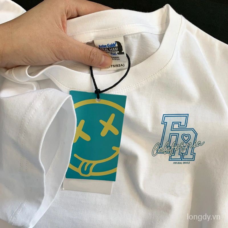 Áo Thun 100% Cotton Tay Ngắn Dáng Rộng In Chữ Phong Cách Hàn Quốc Thời Trang Mùa Hè Cho Nam Và Nữ