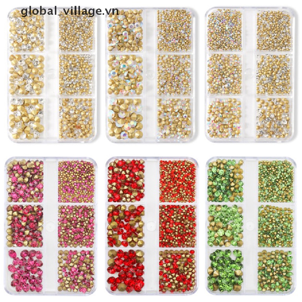 Hộp 6 Ngăn Đựng Đá Pha Lê Trang Trí Móng Tay Nghệ Thuật