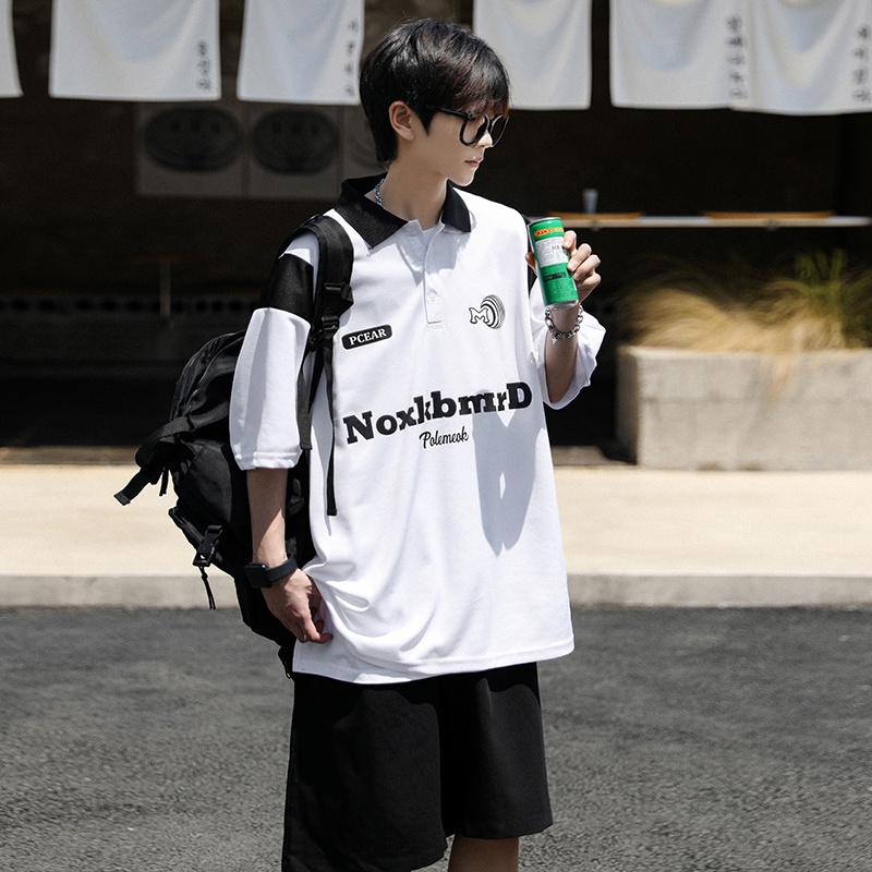 Áo Thun polo Ngắn Tay Phối Lưới Thời Trang Dành Cho Nam