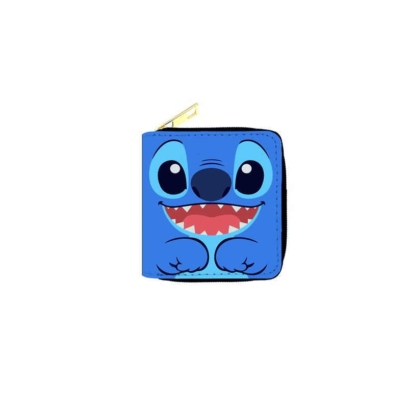 Ví Ngắn Có Khóa Kéo Họa Tiết Stitch Dễ Thương Đa Năng
