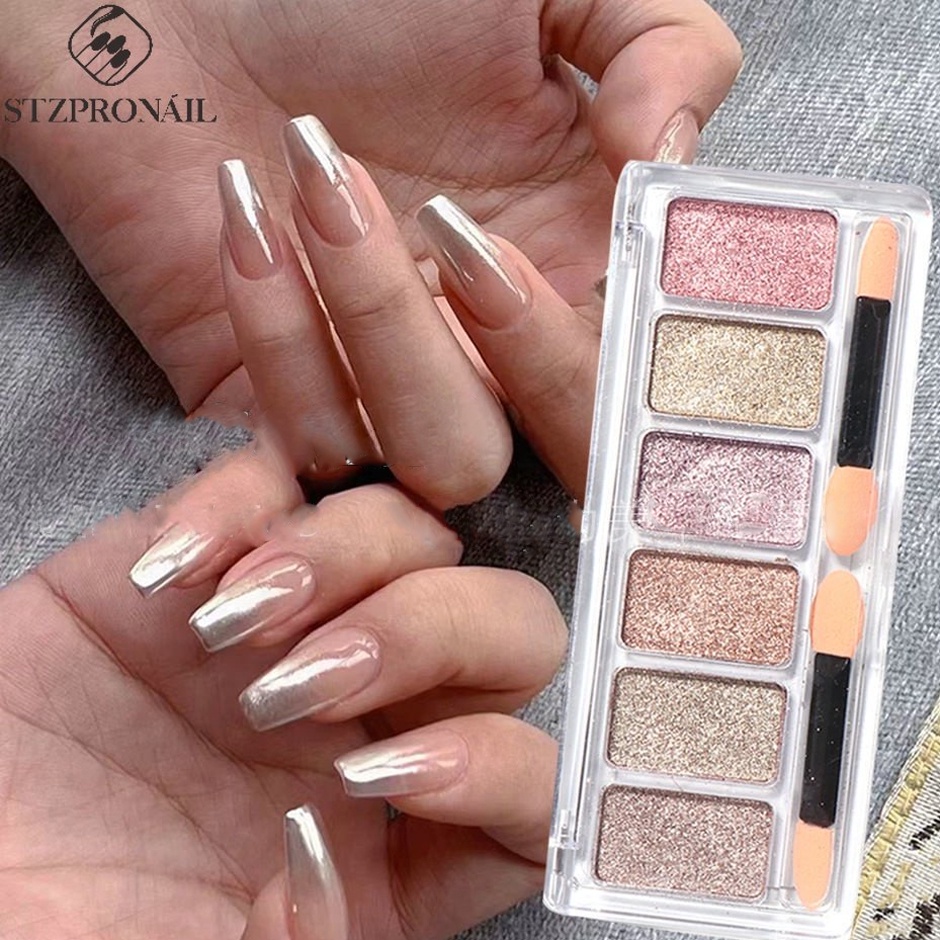 Hộp bột phủ trang trí móng tay nghệ thuật STZPRONAIL màu sắc hỗn hợp lấp lánh thời trang