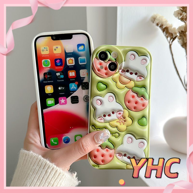 Ốp Lưng Phone Hiệu ứng 3D dễ thương vỏ bong bóng thỏ dâu tây Cho Iphone 6 / 6S / 6splus / se / 7 / 7plus / 8 / 8plus / X / xs / xsmax / 11 / 12 / 13 / 14 / Plus / pro /pro max-5065