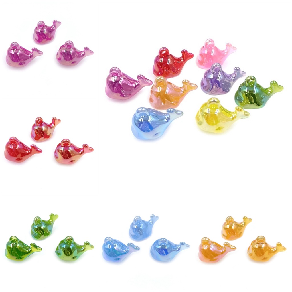 Set 5 Hạt Xỏ Lỗ Hình Cá Heo Ba Chiều Bằng Acrylic Dùng Làm Trang Sức Thời Trang DIY
